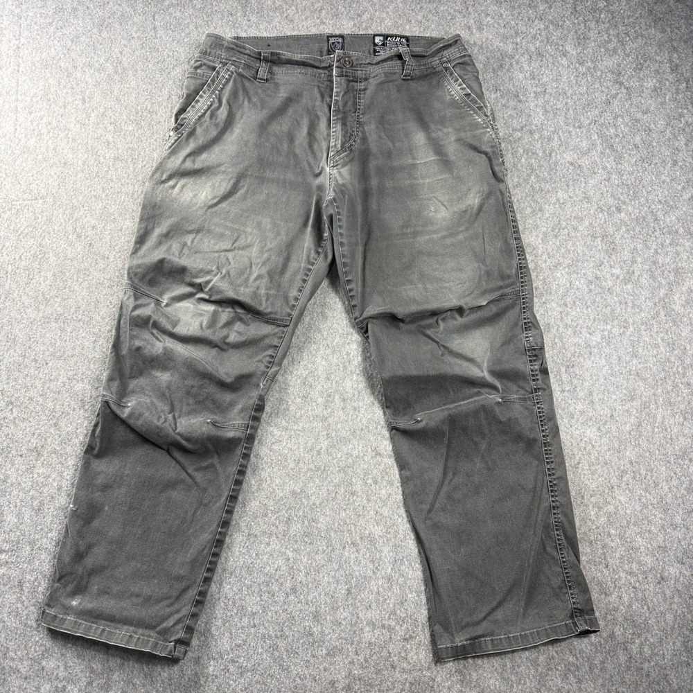 Kuhl Rydr Pants Mens 36x29 Gray Canvas Articulated Knee Workwear Hiking Outdoor